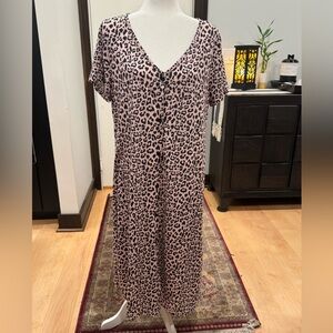 Cheetah Print long V-Neck Button Up loungewear